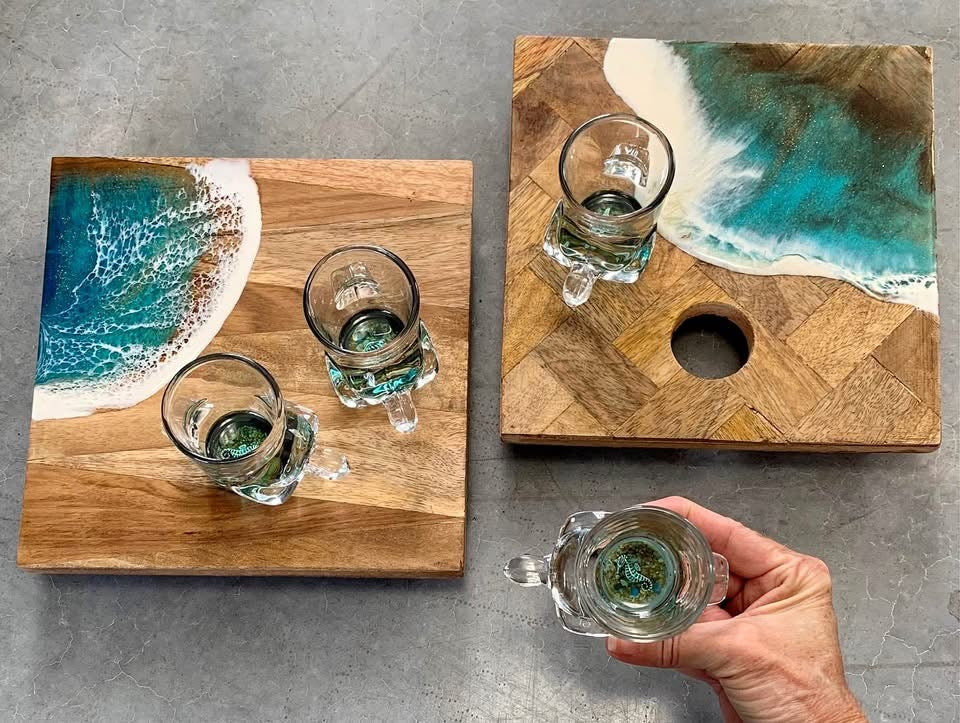 Coastal Resin Shot Glass Set