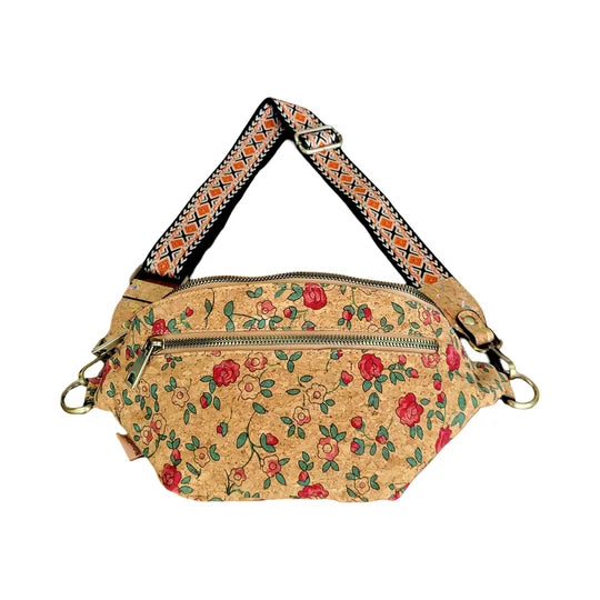 Natural Cork Floral Convertible Crossbody & Waist Bag