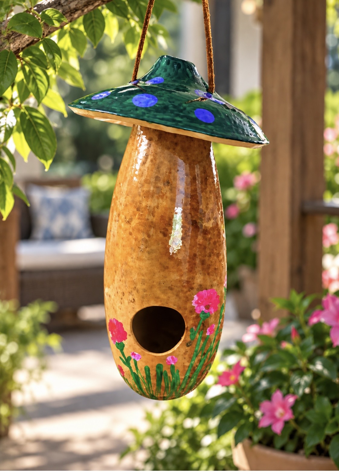 Natural gourd birdhouse