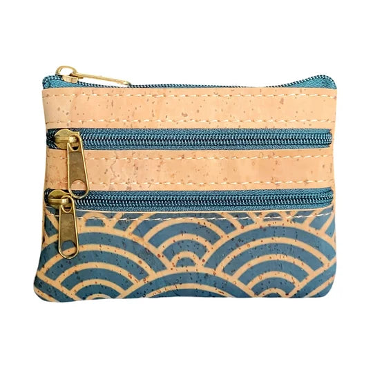 Natural Cork Zippered Pouch – Blue Waves