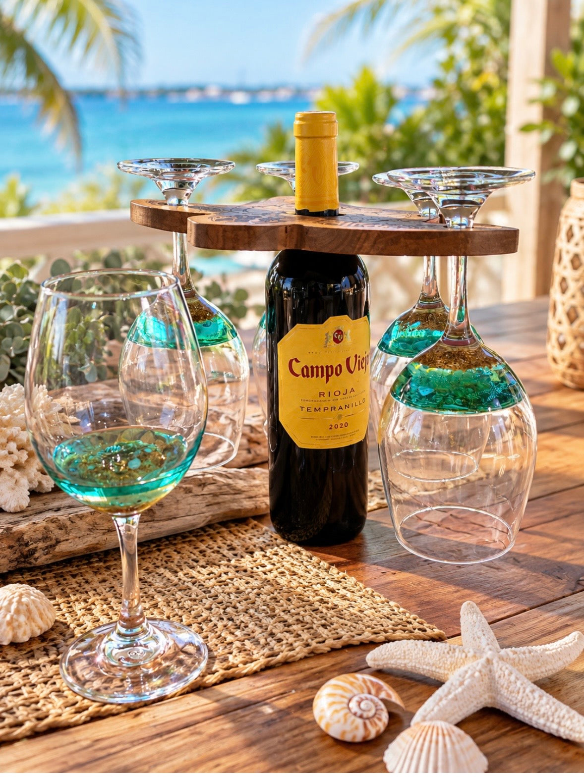 Coastal Wine Glass & Charcuterie Set